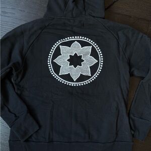 Club Pilates Black Hoodie with Embroidered White Mandala